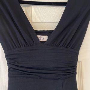 OhPolly sexy fitted dress with v neck plunge and split